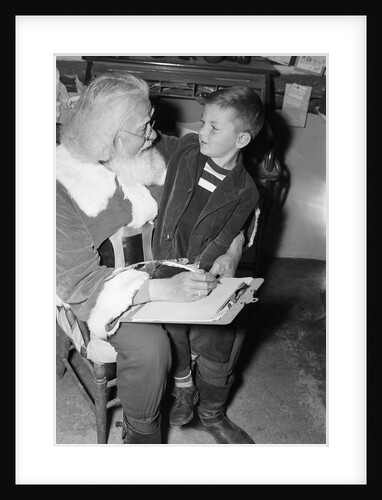 Boy Seated on Santa's Lap by Anonymous