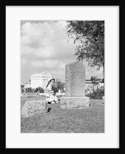 Girl Kneels at Headstone by Anonymous