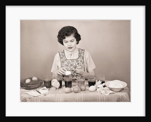 Woman Coloring Eaaster Eggs/Egg On Spoon by Anonymous