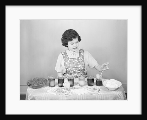 Woman Pulling Egg From Glass/Coloring by Anonymous