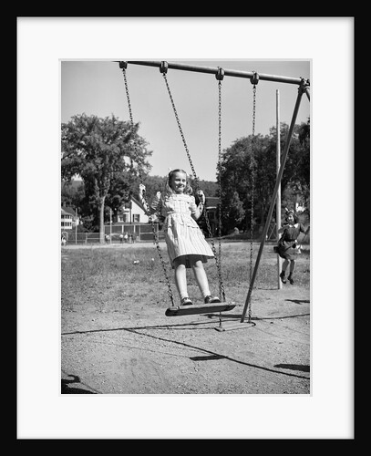 Girl Standing on Swing by Anonymous
