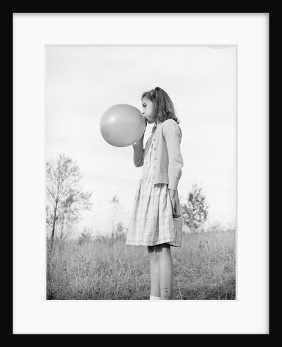 Girl Blowing a Balloon by Anonymous