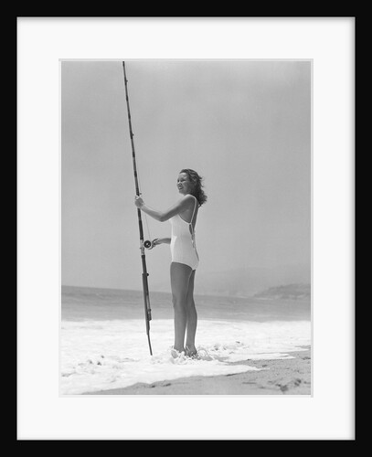 Woman Fishing on Surf by Anonymous