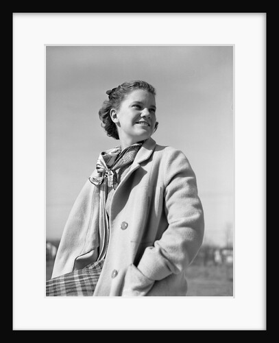 Teenager Wearing Coat and Scarf by Anonymous