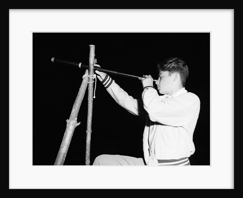 Boy Looking Through a Telescope by Anonymous