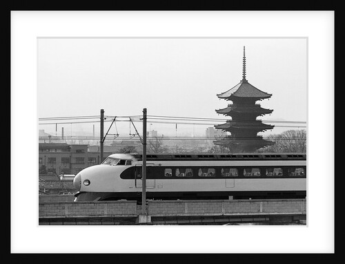 Bullet Train Running Past Pagodas by Anonymous