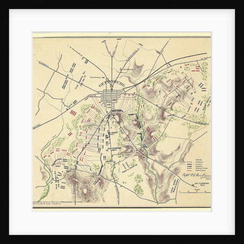 Map Of Gettysburg with Troop Positions by Anonymous