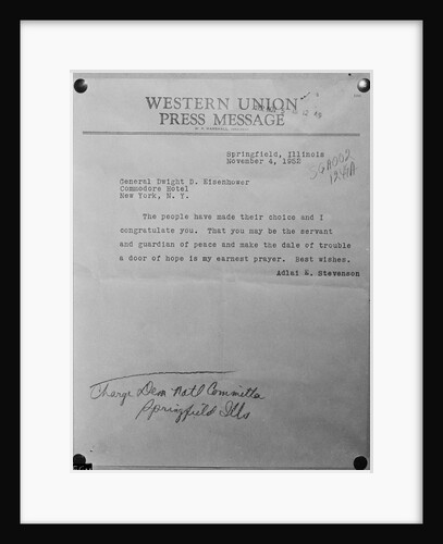 Congratulatory Telegram To Eisenhower by Anonymous