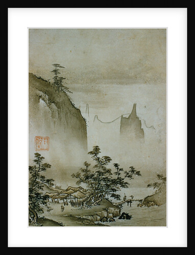 View of a Small Village from Eight Views of the Xiao and Xiang Rivers by Shokei