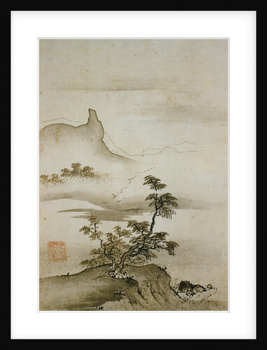 View of Trees Along the Riverbank from Eight Views of the Xiao and Xiang Rivers by Shokei
