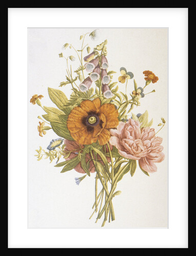 Illustration Depicting a Bouquet of Poppies, Carnations and Foxglove by Anonymous