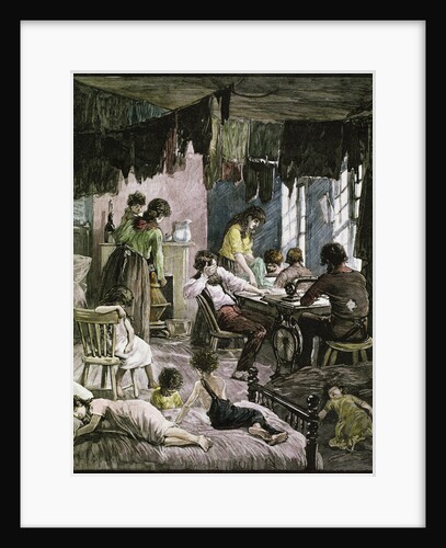 19th-Century Engraving of a New York Sweatshop by Anonymous