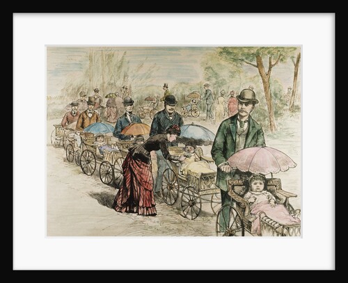 Illustration of a Baby Carriage Parade of Husbands and Firstborns by Anonymous