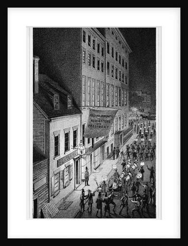 Illustration Depicting Pewter Mug Tavern and Tammany Hall, Frankfort St. - 1860 by Anonymous