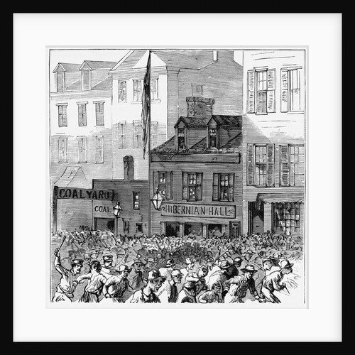 Tammany Riots Outside Hibernian Hall Newspaper Illustration by Anonymous