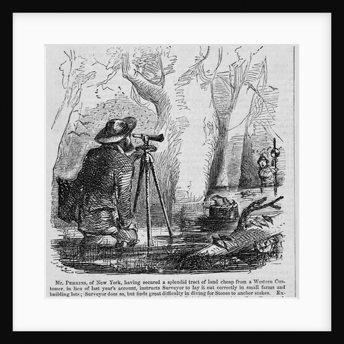 Illustration of Men Surveying Swamp by Anonymous