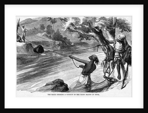 The Mails Crossing a Torrent in the Rainy Season in India by Anonymous