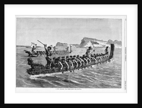 A New Zealand War Canoe Race Illustration by Anonymous