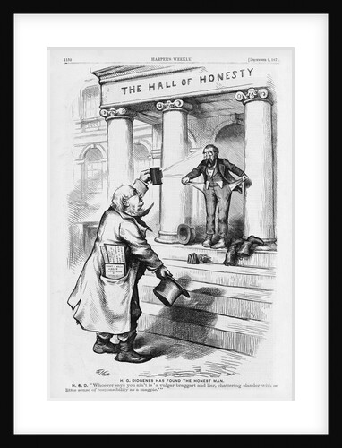 H.G. Diogenes Has Found the Honest Man Political Cartoon for Harper's Weekly by Thomas Nast
