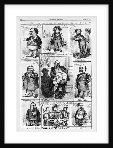 The President of the United States and His Cabinet, for 1872 Political Cartoon by Anonymous