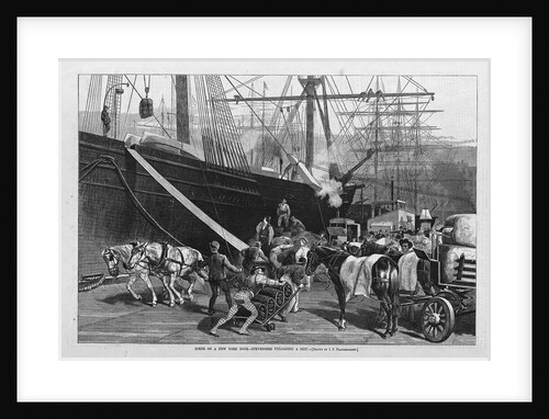 Scene on a New York dock - stevedores unloading a ship by I. P. Pranishnikoff