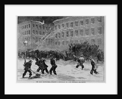 The great snow-storm - operating a snow-plow on a city railroad by Anonymous