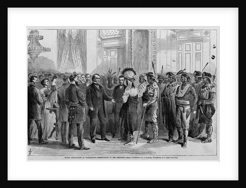 Indian delegations at Washington - presentation to the president. From a photograph by A. Gardner