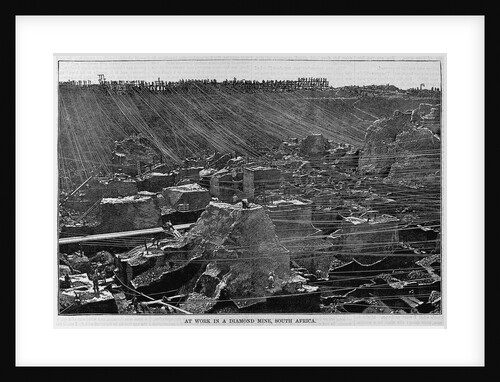 At Work in a Diamond Mine, South Africa Magazine Illustration Published in Harper's Weekly by Anonymous