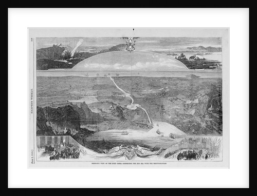 Birds-Eye View of the Suez Canal Magazine Illustration Published in Harper's Weekly by Anonymous