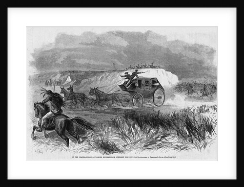 On the Plains - Indians Attacking Butterfield's Overland Dispatch Coach by Anonymous