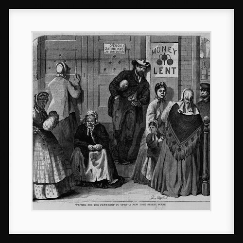 Waiting for the pawn-shop to open - a New York street scene by Anonymous