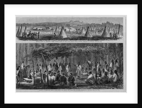 Indian lodge at Medicine Creek, Kansas - scene of the late indian peace council by J. How