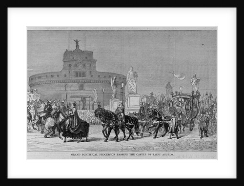 Grand pontifical procession passing the castle of Saint Angelo by Anonymous
