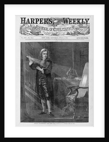 Newton experimenting with light. From a painting by J. A. Houston