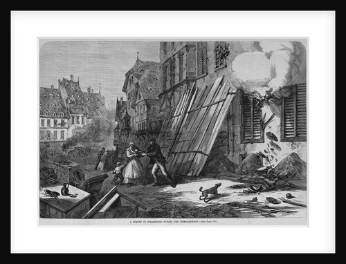 A street in Strasbourg during the bombardment by Anonymous