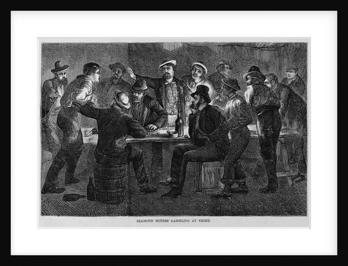 Diamond miners gambling at night by Anonymous