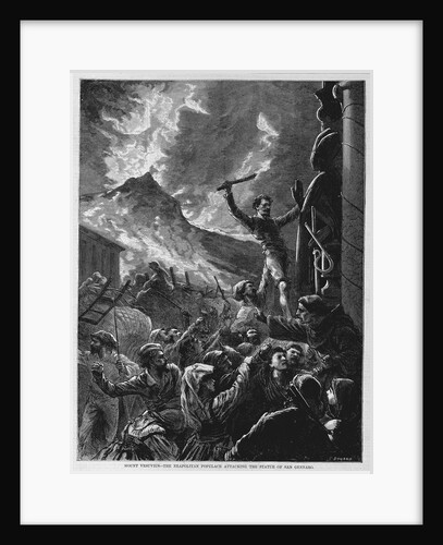 Mount Vesuvius - The Neapolitan populace Attacking the Statue of San Gennaro by Anonymous