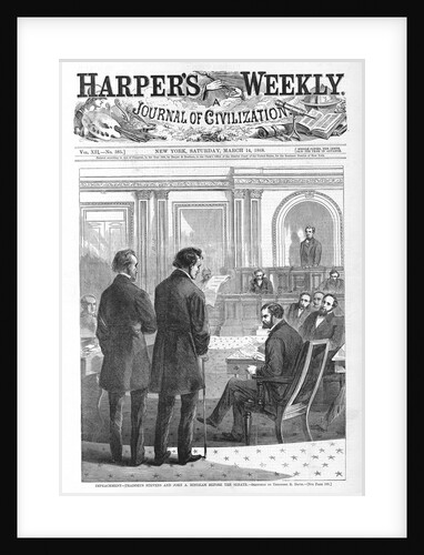 Impeachment - Thaddeus Stevens and John A. Bingham before the Senate by Theodore R. Davis