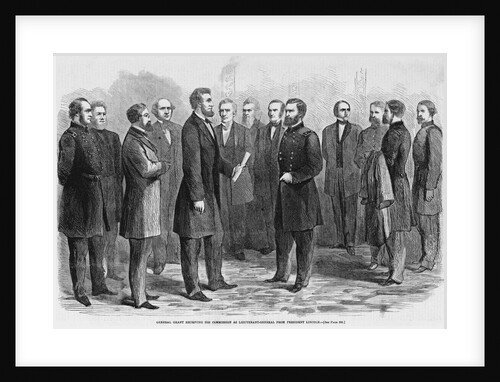 General Grant Receiving His Commission as Lieutenant-General from President Lincoln Magazine Illustration Published in Harper's Weekly by Anonymous