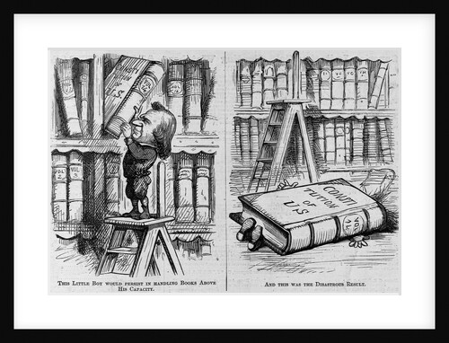 This little boy would persist in handling books above his capacity by Anonymous