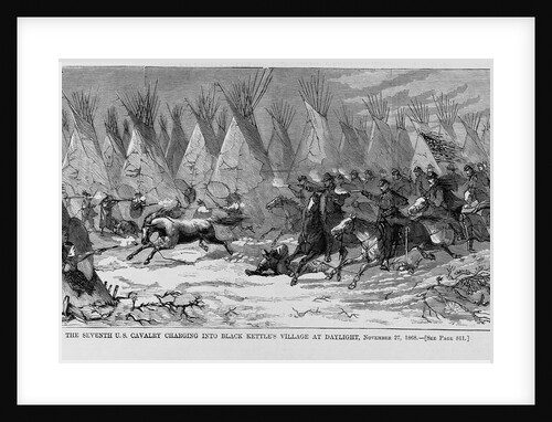 The Seventh U.S. Cavalry charging into black kettle's village at daylight, November 27, 1868 by Anonymous