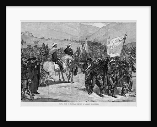 Page with text and diagram. Santa Cruz or Castelar - review of carlist volunteers by Anonymous
