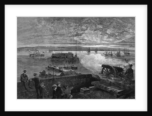 View from Fort Hamilton, New York Harbor - The Sunset Gun by Anonymous