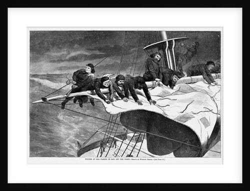 Winter at Sea - Taking in Sail off the Coast by Anonymous