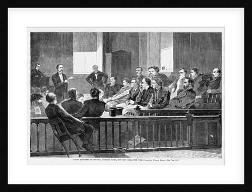 Jurors Listening to Counsel, Supreme Court, New City Hall, New York by Anonymous