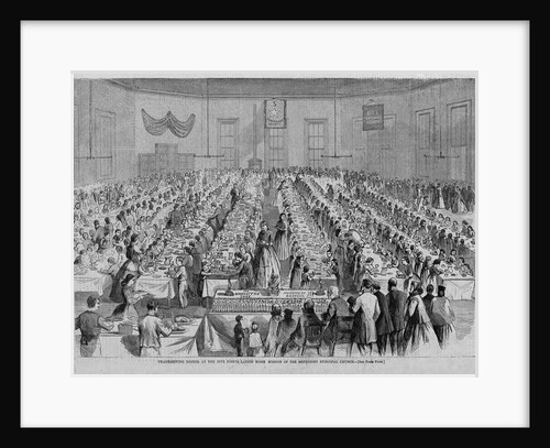 Magazine Illustration of Thanksgiving Dinner at the Five Points Ladies' Home Mission of the Methodist Episcopal Church by Anonymous