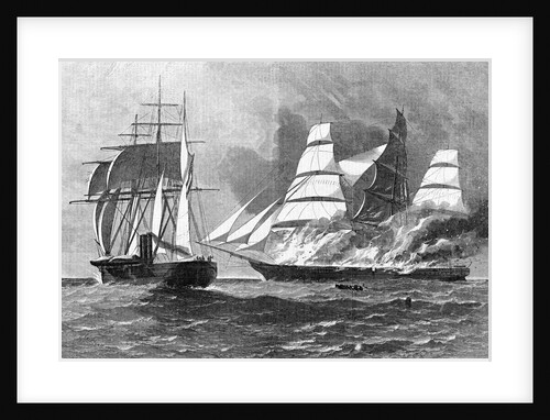 Destruction of the Clipper Ship "Jacob Bell" by the British Pirate "Florida." by Anonymous
