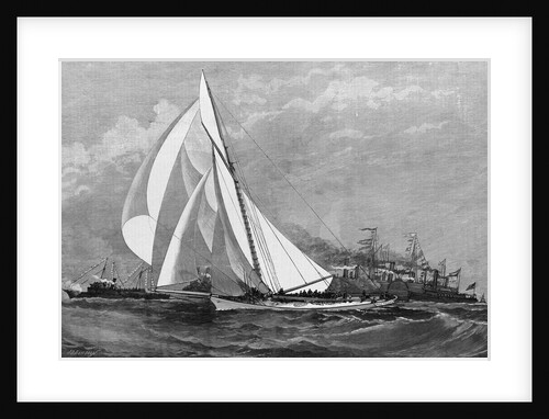 The first day's race for the "America's" Cup - The "Volunteer" running in from Sandy Hook by J.O. Davidson