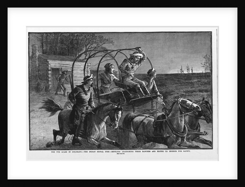 The Ute scare in Colorado - The Indian signal fire - Settlers abandoning their ranches and flying to Meeker, for safety by Anonymous
