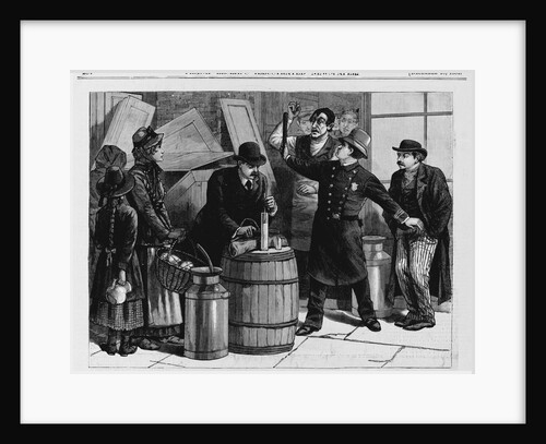 The Adulteration of Milk - An Inspector testing milk at a grocery on the east side, New York City by Anonymous